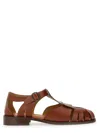 Hereu Light Brown Leather Fishing Shoes With Adjustable Strap In Brown