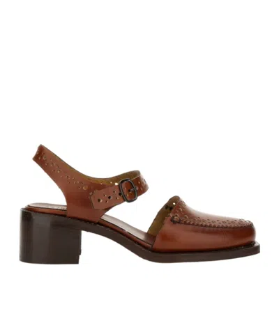 HEREU HEREU PERFORATED ANKLE-STRAP HEELED SANDALS