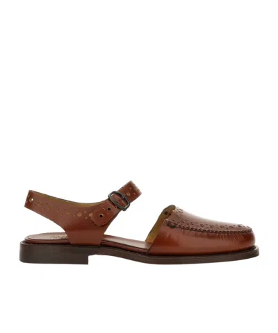 HEREU HEREU PERFORATED ANKLE-STRAP SANDALS