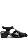 Hereu Pesca Heeled Fisherman Sandals With Ankle Strap In Black
