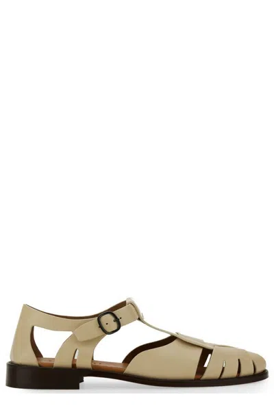 Hereu Pesca Cut-out Leather Sandals In White