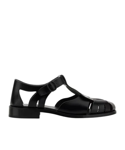 Hereu Pesca Cut-out Leather Sandals In Black