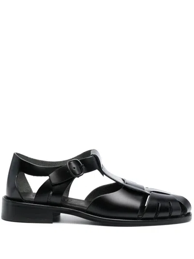 Hereu Pesca Leather Sandals In Black