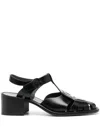 Hereu Pesca Heeled Fisherman Sandals With Ankle Strap In Black