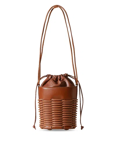 Hereu Pinar Braided Detail Drawstring Bucket Bag In Tan