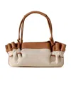 Hereu Arta Canvas Structured Cotton Shoulder Bag In Nude