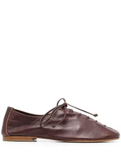 Hereu Elegant Lambskin Moccasin Slip-ons For Women In Brown