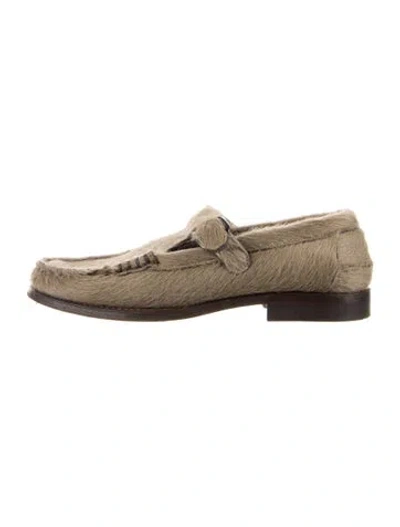 Pre-owned Hereu Ponyhair Loafers In Neutral
