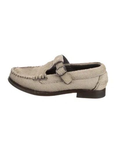 Pre-owned Hereu Ponyhair Mary Jane Flats In Neutral