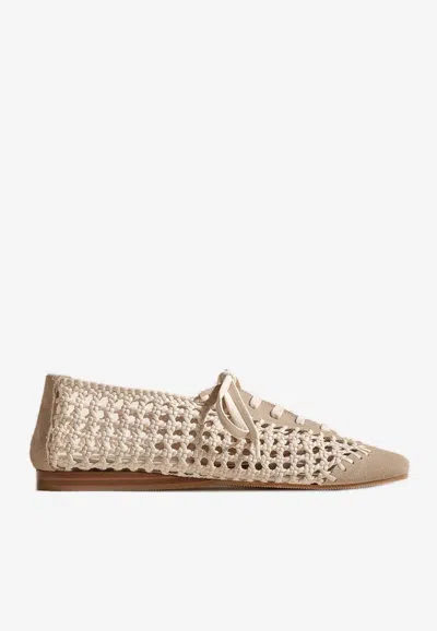 Hereu Portiu Woven Lace-up Shoes In Cream