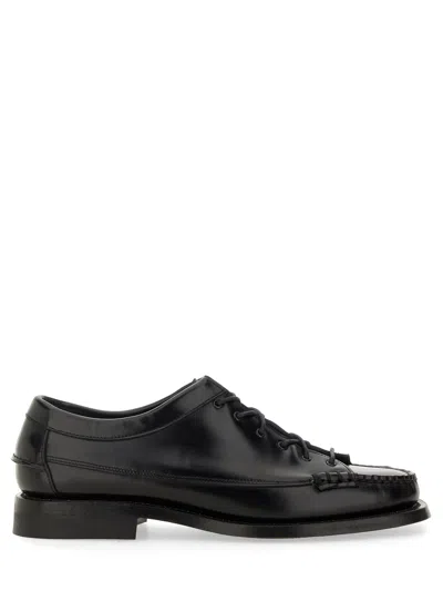 Hereu Squared Leather Moccasin Shoes For Men In Black