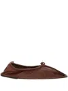 Hereu Puntera Gathered Leather Ballet Flats In Brown