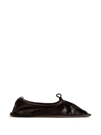Hereu Puntera Pleated Ballet Flats In Brown