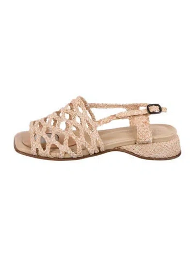 Pre-owned Hereu Raffia Sandals In Neutral