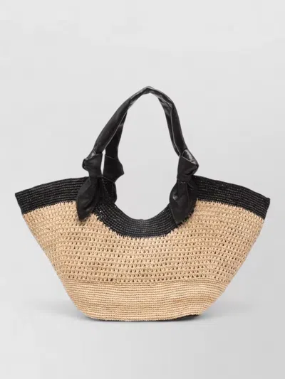 Hereu Rafia Tote Bag Silk Nylon Leather Handles