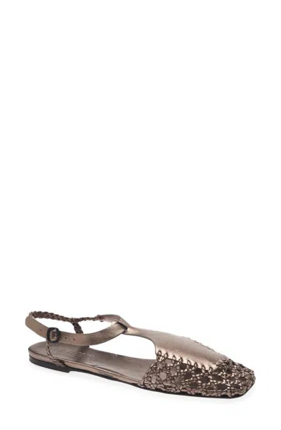 Hereu Reixa Metallic Leather Sandal In Warm Taupe