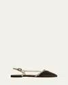 Hereu Rondaia Bicolor Woven Slingback Flats In Blackivory