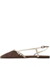 Hereu Rondaia Wov-leather Slingback Flat Pumps In Brown