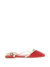Hereu Rondaia Woven Buckle Flat Pumps In Red