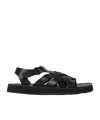 Hereu Round-headed Flat Sandals In Black