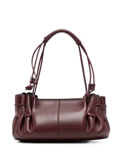 Hereu Ruched Leather Tote Bag In Burgundy