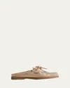 Hereu Saler Leather Lace-up Loafer Mules In Oatbeige