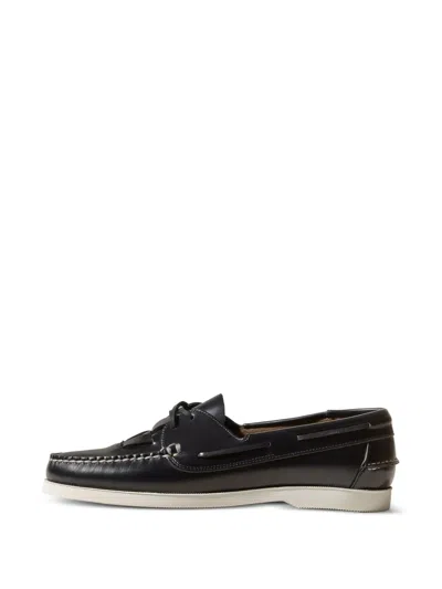 Hereu Saler Nautic Leather Boat Shoes In Black