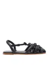 Hereu Cabersa 2 Sandals Braided Design Flat In Negro