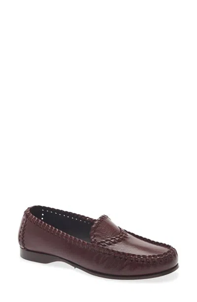 Hereu Sastre Braided Leather Loafer In Burgundy
