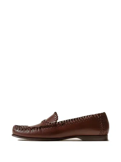 Hereu Sastre Supple Shiny Leather Loafers In Brown