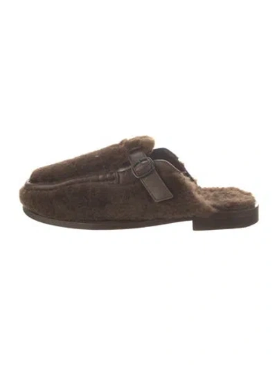 Pre-owned Hereu Shearling Mules In Brown
