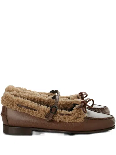Hereu Shearling-trimmed Buckle Loafers In Brown