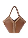 Hereu Shearling-trimmed Leather Tote Bag In Brown