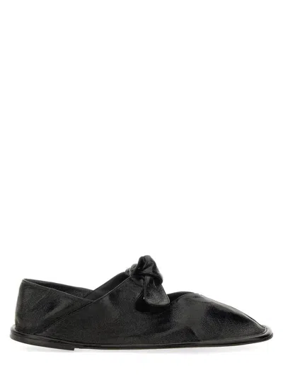 Hereu Crinkled Lambskin Shoes With Knot Detail In Black