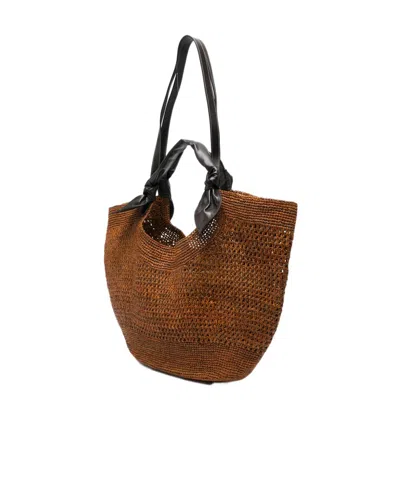 Hereu Fonol Woven Knotted Tote Bag In Brown