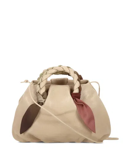 Hereu Small Bombom Braided-handle Drawstring Tote Bag In Neutral