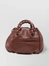 Hereu Small Leather Handbag Braided Handles In Brown
