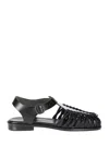 Hereu Smooth Grain Leather Cage Design Sandals In Black