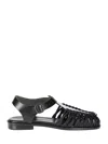 Hereu Smooth Grain Leather Cage Design Sandals In Black