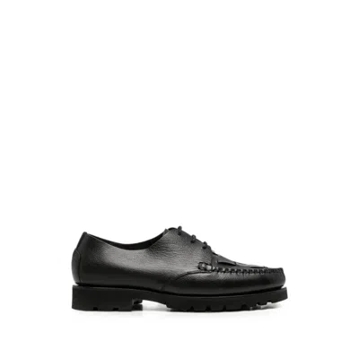 Hereu Woven-panel Lug-sole Derby Shoes In Black