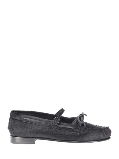 Hereu Soft Leather Ballerina Shoes In Gray