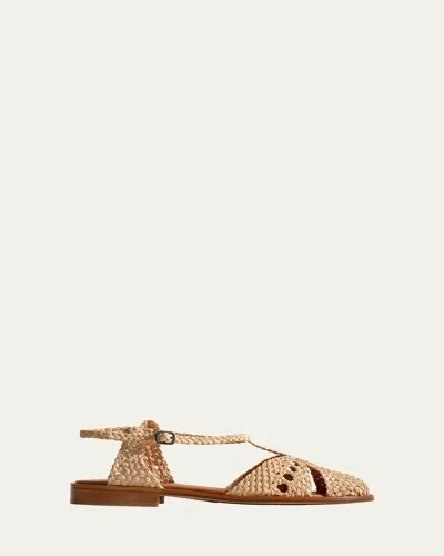 Hereu Sorolla Raffia Ankle-strap Flats In Natural