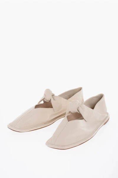Hereu Square Toe Soft Leather Llasada Ballet Flats With Bow