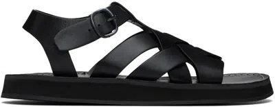 Hereu Ssense Exclusive Black Beltra Fisherman Sandals