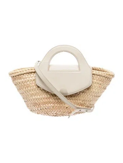 Pre-owned Hereu Straw Top Handle Bag In Neutral