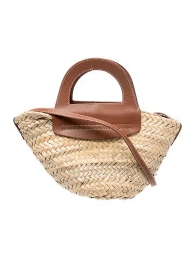 Pre-owned Hereu Straw Top Handle Bag In Neutral
