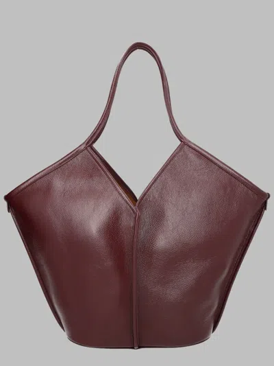 Hereu Structured Leather Crossbody Handbag In Bordeaux