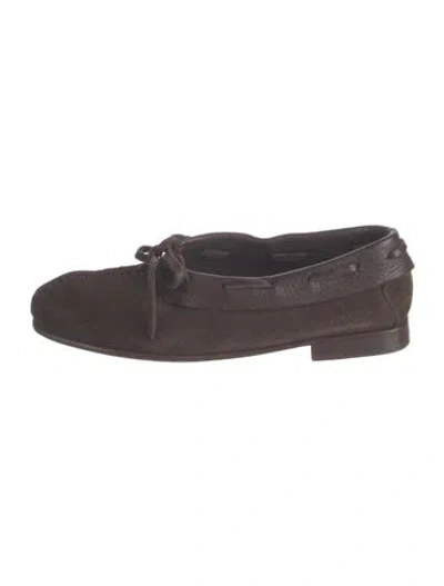 Pre-owned Hereu Suede Loafers In Brown