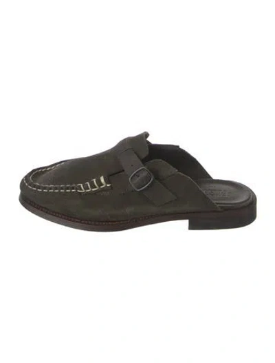 Pre-owned Hereu Suede Mules In Green