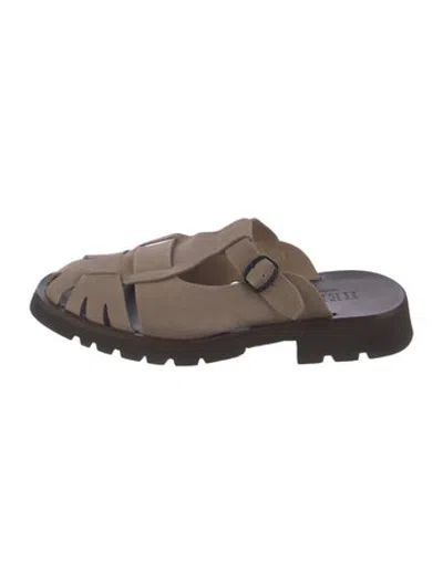 Pre-owned Hereu Suede Mules In Neutrals